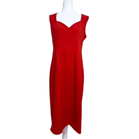 Dress the Populations Womens XL Dress Red Sleeveless Sheath Sweetheart Neckline - Picture 1 of 7